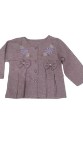 uğurböceğiçocuk Kız Bebek 3'lü Takım Fiyonklu Hırka Simli Kumaş 319 - 11