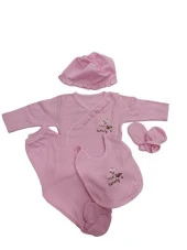 Tiasis 1369 Fırfırlı Çiçekli 5'li Kız Hastene Çıkış Seti - 7