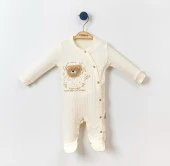 Necix Erkek Bebek Tulum Ayı Kafa Peluşlu Çıtçıt Düğmeli 231118 - 3