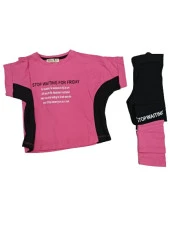 Smile Stop Waıtıng Yazı Baskılı Kız Takım7045 - 7