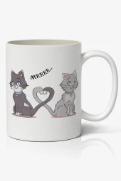 Sevgili Kediler Tasarımlı Kupa Bardak Baskılı Kahve Kupa Bardak - 1