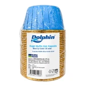 Dolphin Muffin Kağıt Karton Altın Mavi Cupcake Kek Kalıbı Kapsülü Kabı - 25 Adetlik 10 Paket - 7