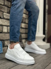 BA0134 BOA Kalın Yüksek Taban Çapraz Bant Beyaz Erkek Ayakkabı thumbnail 1