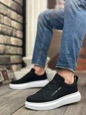 BA0134 BOA Kalın Yüksek Taban Çapraz Bant Siyah Beyaz Erkek Ayakkabı thumbnail 2