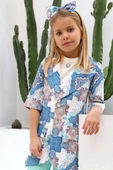 Kız Çocuk Şal Desenli Turkuaz Alt Üst Takım thumbnail 2