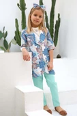 Kız Çocuk Şal Desenli Turkuaz Alt Üst Takım thumbnail 9