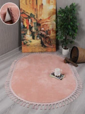 My Evilla Modern Dekoratif Kaymaz Taban Rabbit Oval Örgü Saçaklı - 7