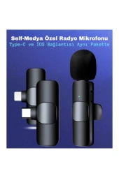 TechTic Kablosuz Yaka Mikrofonu K9 Typ-c Iphone Ios Uyumlu Kondenser Mikrofon Youtube Facebook - 1