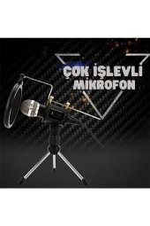 TechTic  Kayıt Mikrofonu Kondenser Bilgisayar Cep Telefonu Uyumlu Tripodlu Kareoke Podcast Youtuber thumbnail 2