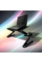 TechTic  Çok Fonksiyonlu Katlanabilir Leptop Standı Mouse Pad+Çift Fan+Notebook Laptop Sehpası thumbnail 1