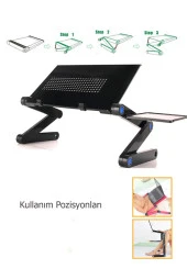 TechTic  Çok Fonksiyonlu Katlanabilir Leptop Standı Mouse Pad+Çift Fan+Notebook Laptop Sehpası thumbnail 2