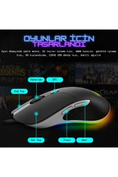 TechTic  RGB E-Sport X6 Gaming Mouse Gamer Işıklı Kablolu Oyuncu Mouse 3200 DPI thumbnail 1