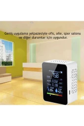 TechTic  Dijital Hava Kalite Ölçüm Cihazı Sıcaklık Nem Karbondioksit Hava Dedektörü 5in1 Termostat thumbnail 1