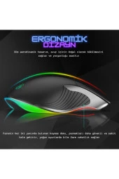 TechTic  RGB E-Sport X6 Gaming Mouse Gamer Işıklı Kablolu Oyuncu Mouse 3200 DPI thumbnail 2