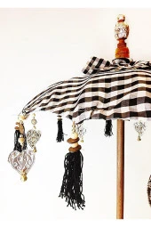 Prodiva Ahşap Ayaklı Dekoratif Bali Şemsiyesi 80 cm- Kareli - 6