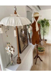 Prodiva Dekoratif Bali Şemsiyesi 80 Cm Krem - 7