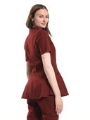 AZELIA - Kadın Likralı Bordo Üniforma Üst thumbnail 3