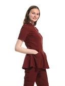 AZELIA - Kadın Likralı Bordo Üniforma Üst thumbnail 2