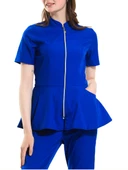 AZELIA - Kadın Likralı Royal Mavi Üniforma Üst thumbnail 2