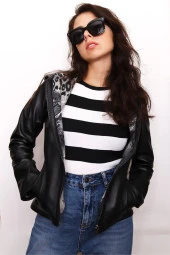 Kadın Çift Taraflı Hakiki Deri Ceket - 3