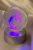 3D Led Işık Cam Küre Çok Işıklı Pilli Kalp Yunus 6 cm thumbnail 5