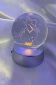 3D Led Işık Cam Küre Çok Işıklı Pilli Kalp Yunus 6 cm thumbnail 6