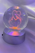 3D Led Işık Cam Küre Çok Işıklı Pilli Kalp Yunus 6 cm thumbnail 1