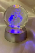 3D Led Işık Cam Küre Çok Işıklı Pilli Kalp Yunus 6 cm thumbnail 3