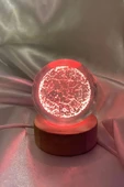 3D Led Işık Cam Küre Çok Işıklı Ahşap Yeni Dünya 6 cm - 5