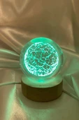 3D Led Işık Cam Küre Çok Işıklı Ahşap Yeni Dünya 6 cm - 4
