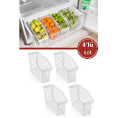 Flosoft 4 Adet Buzdolabı Sepeti, Mutfak Banyo Dolap İçi Düzenleyici Organizer 4 lü Set, 13x30x16 cm - 1