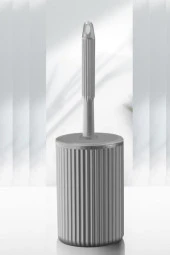 Flora 5 Parça Banyo Seti (Çöp Kovası 6 lt, WC Fırça, Sıvı Sabunluk, Katı Sabunluk, Diş Fırçalık) Gri thumbnail 3