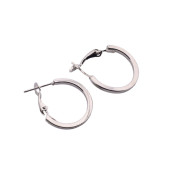Gümüş Renk Takı Set4 (Parlak Taşlı Kolye 42cm,6'lı Yüzük Set,Yassı 20mm Halka Küpe,Desenli Top Küpe) - 4