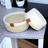 Decohandy Handmade Jüt Sepet Organizer 2'li Takım Ebruli-Beyaz thumbnail 1