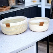 Decohandy Handmade Jüt Sepet Organizer 2'li Takım Ebruli-Beyaz thumbnail 2