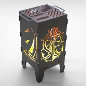 Ateş Çukuru Çapa ve YELKENLİ Desenli  Dekoratif Mangal - 4