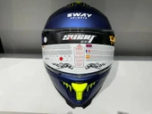 KASK SWAY SW-865 MAT MAVİ GÜNEŞ GÖZLÜKLÜ - 3