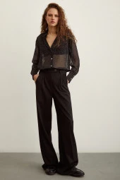 Puantiyeli Saten Gömlek Siyah thumbnail 6