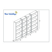 Nur Mobilya 4'lü Kitaplık Beyaz (BAZALI MODEL) - 3