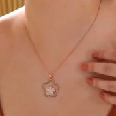 himarry 925 Ayar ​Gümüş Rose Çiçek Desenli Kadın Kolye thumbnail 2