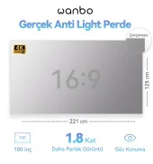 Wanbo 100 inç Anti-Light Projeksiyon Perdesi 221x125 cm - 1