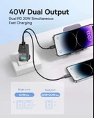 Baseus Süper Hızlı GAN 5 Pro Teknolojili 2x Type Girişli 40W Şarj Adaptörü, Akım ve Isı Korumalı Şarj Başlığı - 2