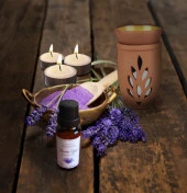 Ev Ofis Için El Yapımı Çömlek Yaşam Çiçeği Buhurdanlık Tütsülük ,Lavanta Yağı ve 3 adet tealight mum - 1