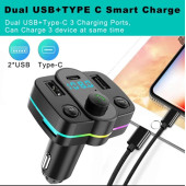 YK Design FT-603 Araç Fm Transmitter Bluetooth Usb Mp3 Sd Kart PD TypeC Şarj - 4
