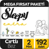 Sleepy Extra Günlük Aktivite Mega Fırsat Paketi Bebek Bezi 2 Numara Mini 192 Adet thumbnail 1