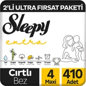 Sleepy Extra Günlük Aktivite 2'li Ultra Fırsat Paketi Bebek Bezi 4 Numara Maxi 410 Adet thumbnail 1