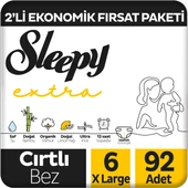 Sleepy Extra Günlük Aktivite 2'li Ekonomik Fırsat Paketi Bebek Bezi 6 Numara Xlarge 92 Adet - 1