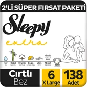 Sleepy Extra Günlük Aktivite 2'li Süper Fırsat Paketi Bebek Bezi 6 Numara Xlarge 138 Adet - 1