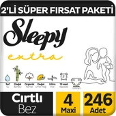 Sleepy Extra Günlük Aktivite 2'li Süper Fırsat Paketi Bebek Bezi 4 Numara Maxi 246 Adet thumbnail 1