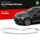 Volkswagen Passat B8 için Krom Far Üzeri Çıta Seti 3 Parça 2015 Üzeri thumbnail 1